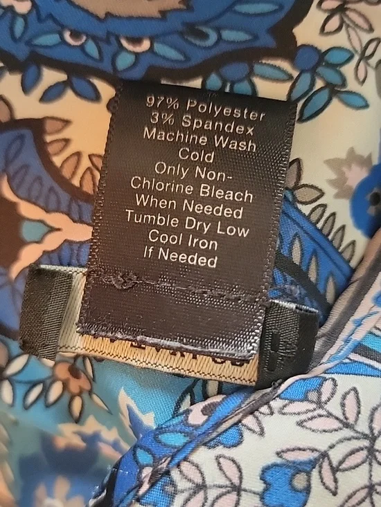 ANN TAYLOR PETITE Blue Pink Paisley Floral Keyhole Sleeveless Career Top LP - Picture 7 of 7